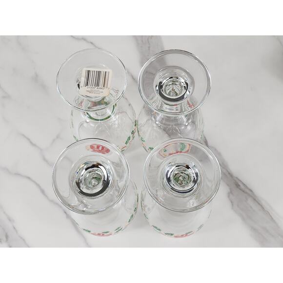 Libbey Christmas Holly and Ribbon Water Goblets 16oz Holiday 80s x4 Made in USA - Picture 10 of 12